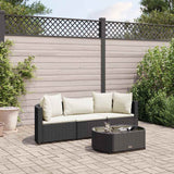 vidaXL 4-Piece Lounge Set with Cushions Poly Rattan Black