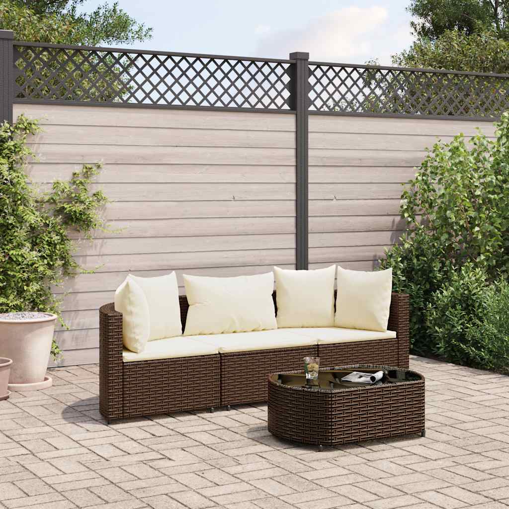 vidaXL 4-Piece Lounge Set with Cushions Poly Rattan Black