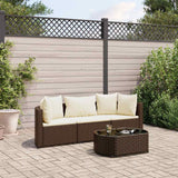 vidaXL 4-Piece Lounge Set with Cushions Poly Rattan Black