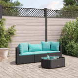 vidaXL 4-Piece Lounge Set with Cushions Poly Rattan Black