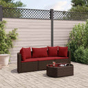 vidaXL 4-Piece Lounge Set with Cushions Poly Rattan Black