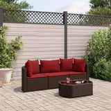 vidaXL 4-Piece Lounge Set with Cushions Poly Rattan Black
