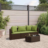 vidaXL 4-Piece Lounge Set with Cushions Poly Rattan Black