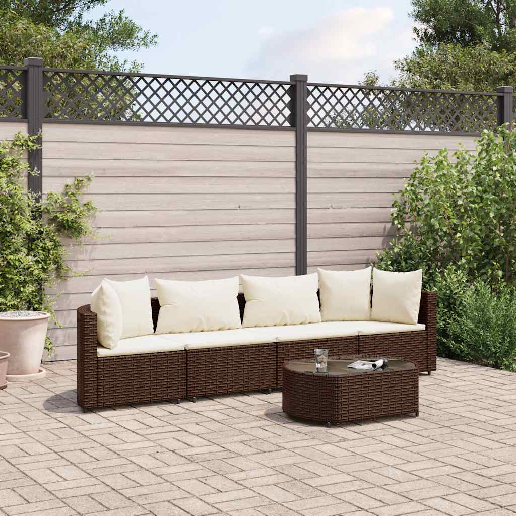 vidaXL 4-Piece Lounge Set with Cushions Poly Rattan Black