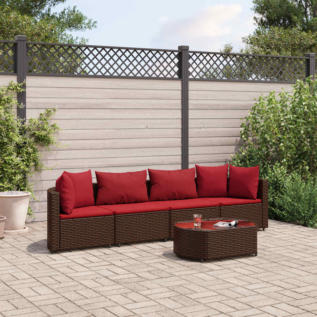 vidaXL 4-Piece Lounge Set with Cushions Poly Rattan Black