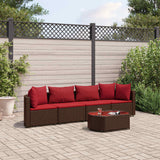 vidaXL 4-Piece Lounge Set with Cushions Poly Rattan Black