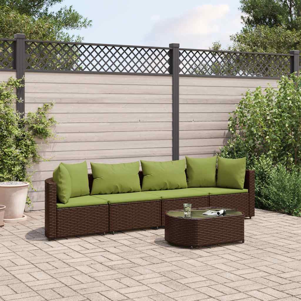 vidaXL 4-Piece Lounge Set with Cushions Poly Rattan Black
