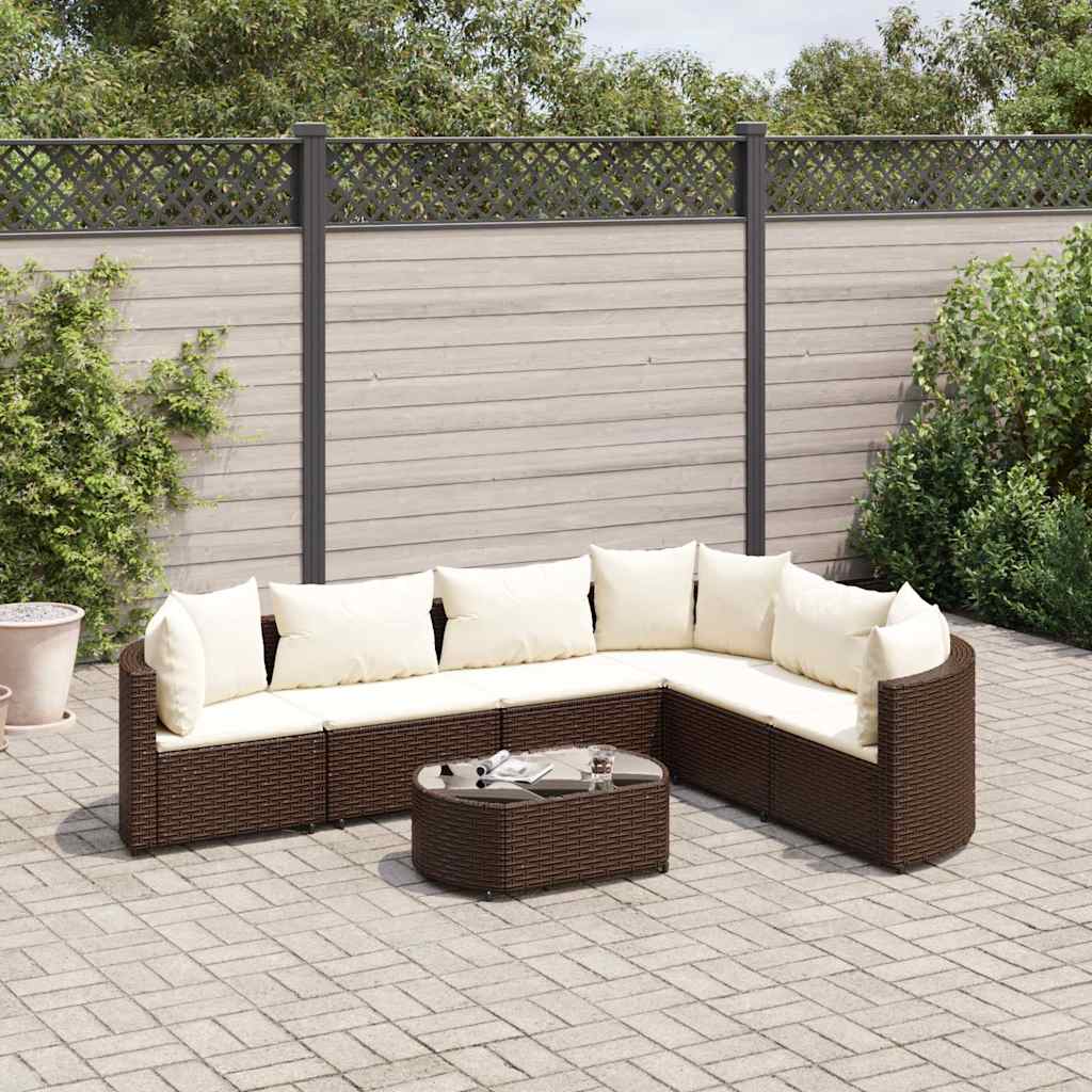 vidaXL 7-delige Loungeset met kussens poly rattan zwart