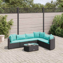 vidaXL 7-delige Loungeset met kussens poly rattan zwart
