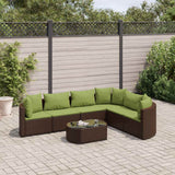 vidaXL 7-delige Loungeset met kussens poly rattan zwart