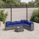 vidaXL 7-delige Loungeset met kussens poly rattan zwart