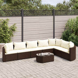 vidaXL 7-delige Loungeset met kussens poly rattan zwart
