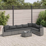 vidaXL 7-delige Loungeset met kussens poly rattan zwart