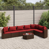 vidaXL 7-delige Loungeset met kussens poly rattan zwart