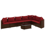 vidaXL 7-delige Loungeset met kussens poly rattan zwart