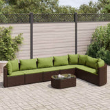 vidaXL 7-delige Loungeset met kussens poly rattan zwart
