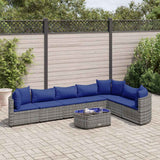 vidaXL 7-delige Loungeset met kussens poly rattan zwart