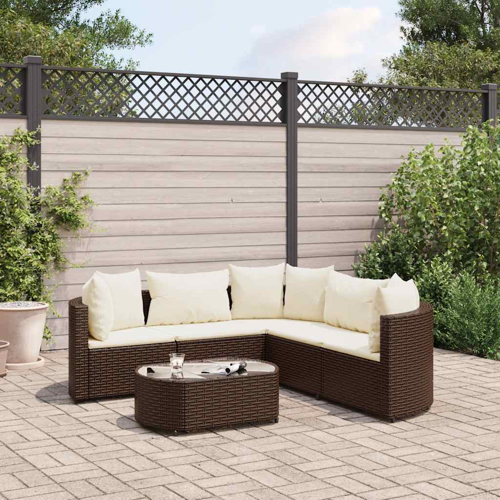 vidaXL 7-delige Loungeset met kussens poly rattan zwart
