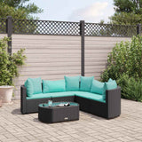 vidaXL 7-delige Loungeset met kussens poly rattan zwart