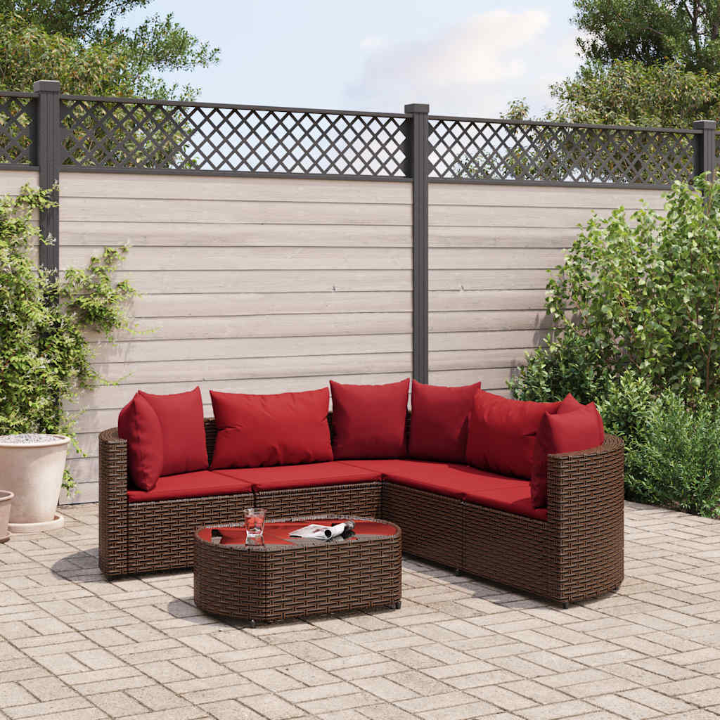 vidaXL 7-delige Loungeset met kussens poly rattan zwart