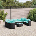 vidaXL 10-Piece Lounge Set with Cushions Poly Rattan Black