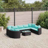 vidaXL 10-Piece Lounge Set with Cushions Poly Rattan Black