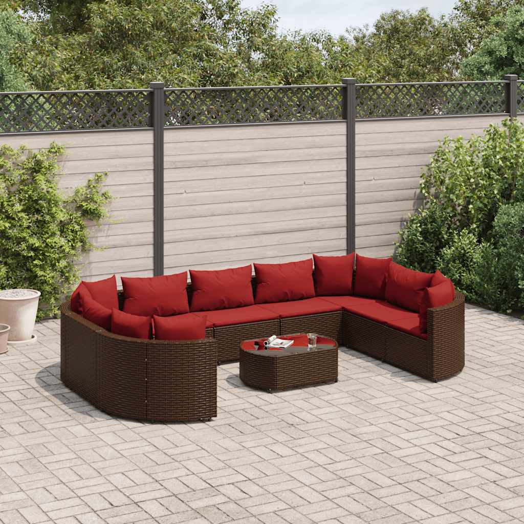 vidaXL 10-Piece Lounge Set with Cushions Poly Rattan Black
