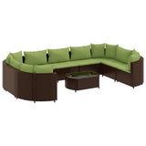 vidaXL 10-Piece Lounge Set with Cushions Poly Rattan Black