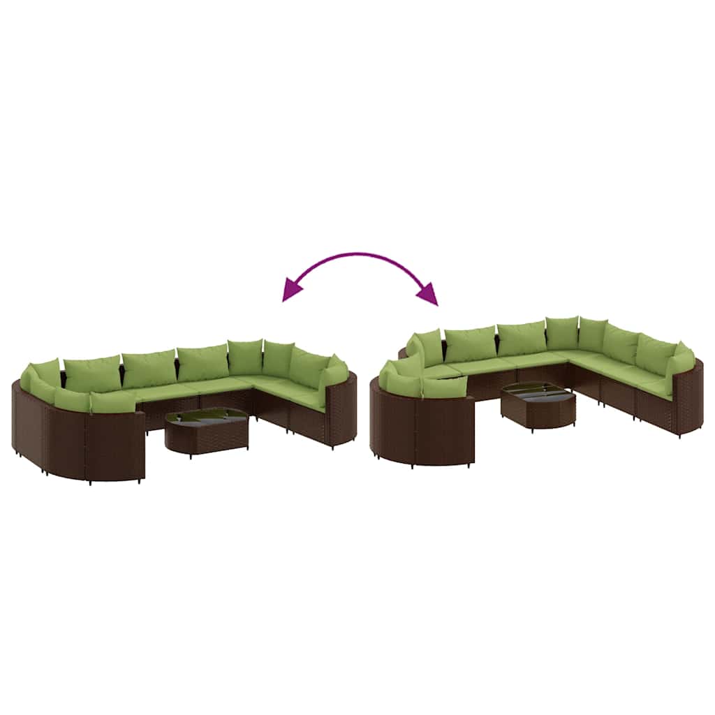 vidaXL 10-Piece Lounge Set with Cushions Poly Rattan Black