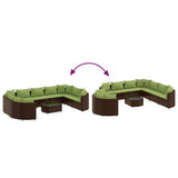 vidaXL 10-Piece Lounge Set with Cushions Poly Rattan Black