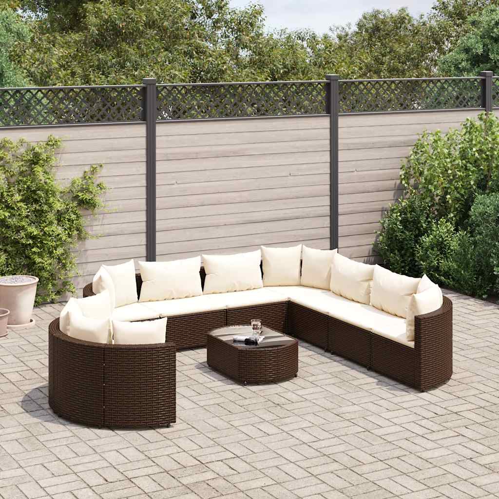 vidaXL 10-piece Lounge Set with Cushions Poly Rattan Black