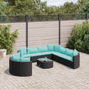 vidaXL 10-piece Lounge Set with Cushions Poly Rattan Black