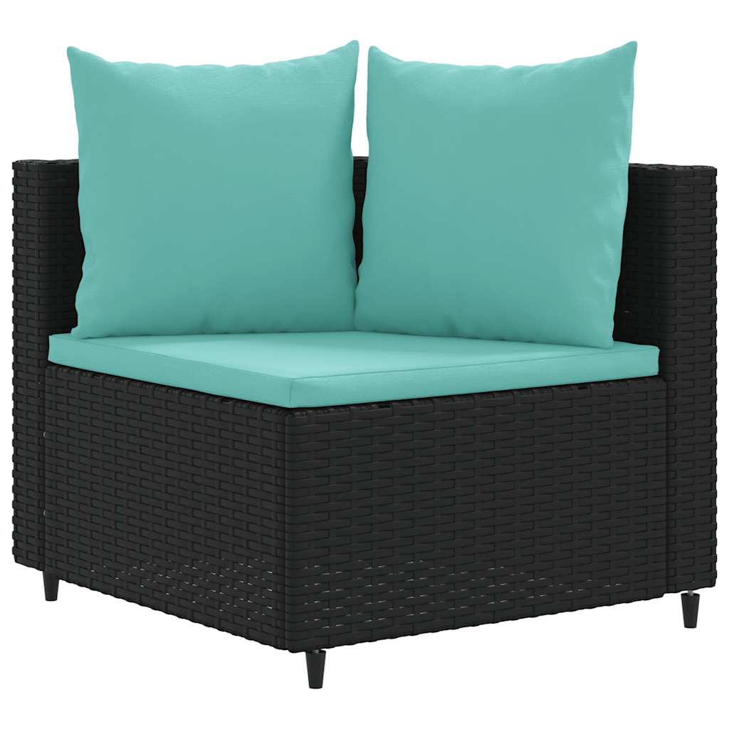 vidaXL 10-piece Lounge Set with Cushions Poly Rattan Black