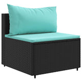 vidaXL 10-piece Lounge Set with Cushions Poly Rattan Black