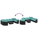 vidaXL 10-piece Lounge Set with Cushions Poly Rattan Black