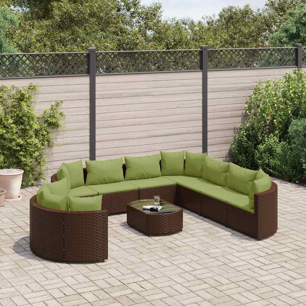 vidaXL 10-piece Lounge Set with Cushions Poly Rattan Black