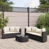 vidaXL 6-Piece Lounge Set with Cushions Poly Rattan Black