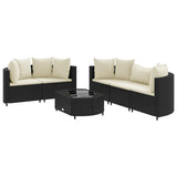 vidaXL 6-Piece Lounge Set with Cushions Poly Rattan Black