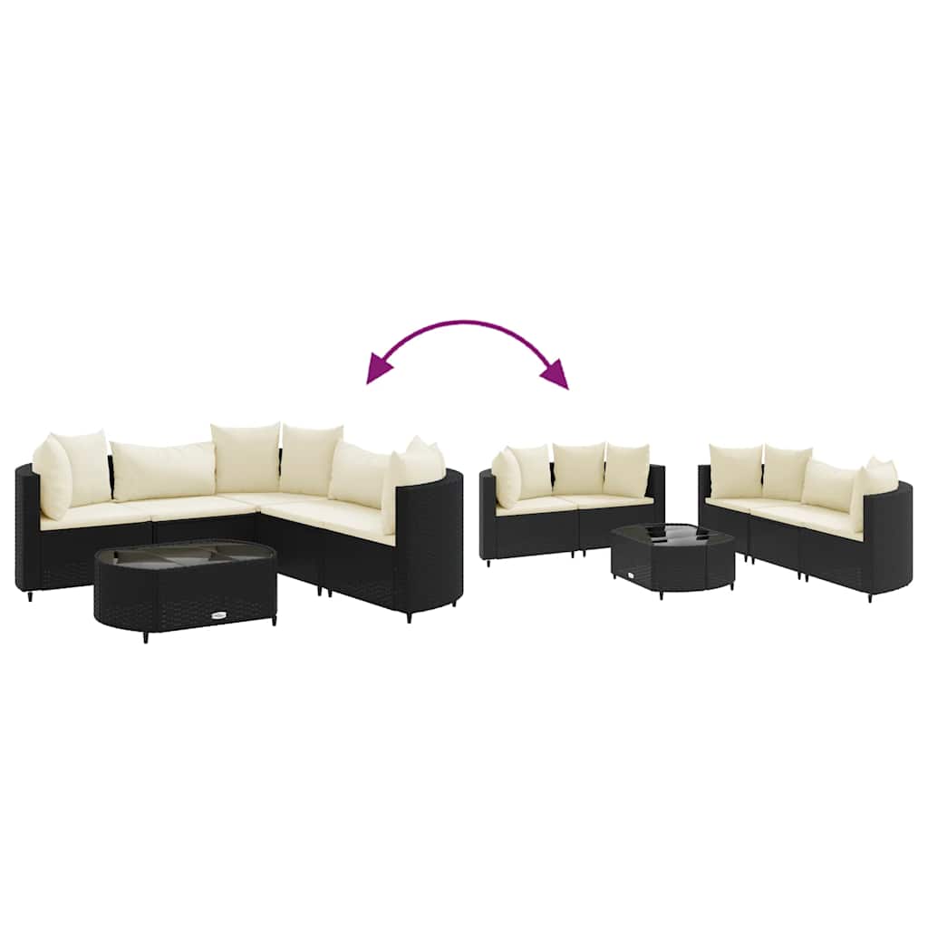 vidaXL 6-Piece Lounge Set with Cushions Poly Rattan Black