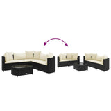 vidaXL 6-Piece Lounge Set with Cushions Poly Rattan Black