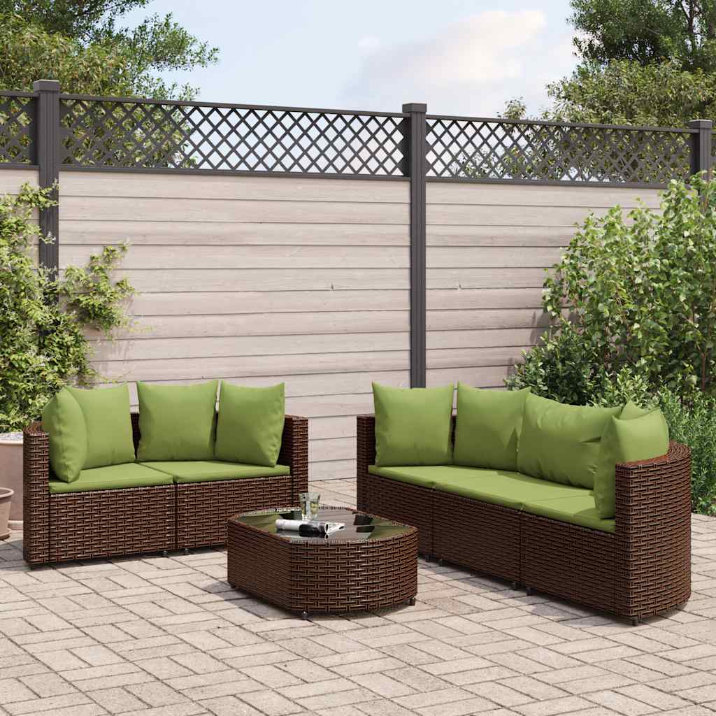 vidaXL 6-Piece Lounge Set with Cushions Poly Rattan Black