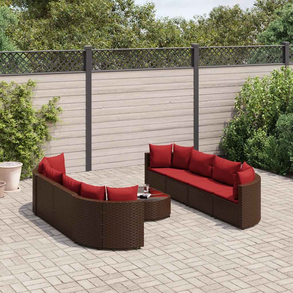 vidaXL 9-piece Lounge Set with cushions poly rattan black