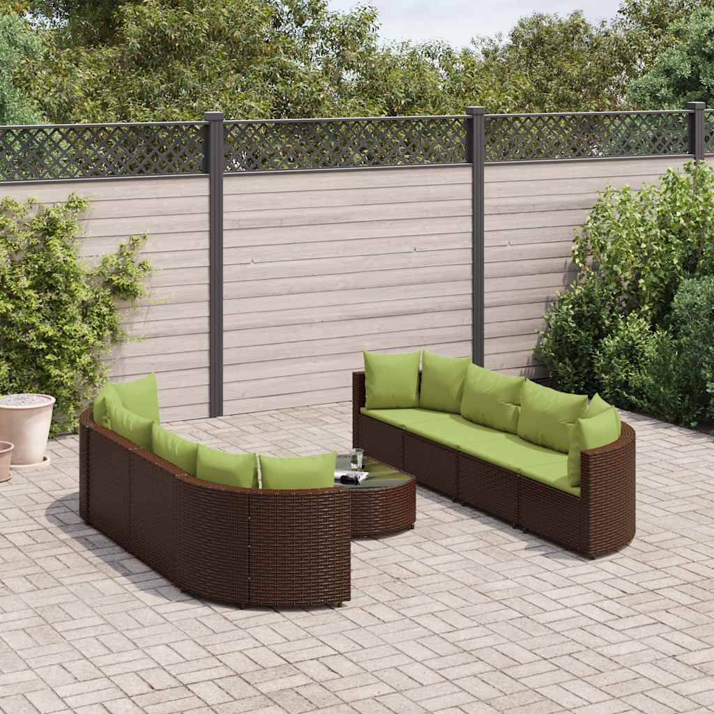 vidaXL 9-piece Lounge Set with cushions poly rattan black