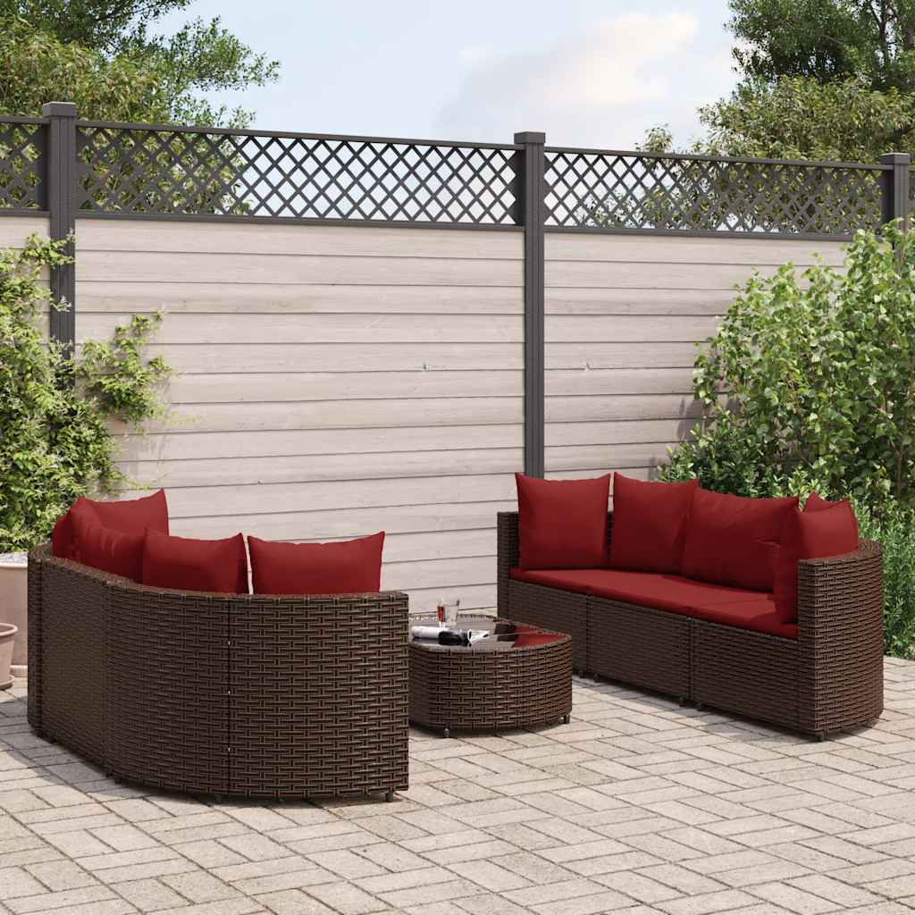 vidaXL 9-piece Lounge Set with cushions poly rattan black