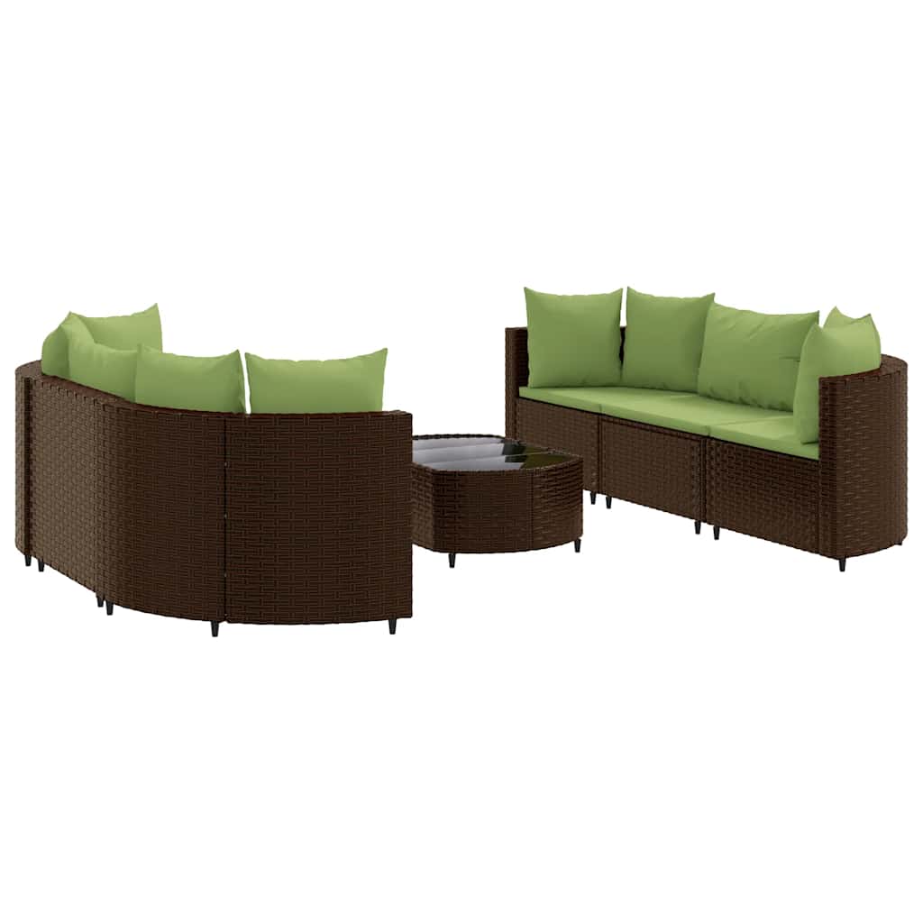 vidaXL 9-piece Lounge Set with cushions poly rattan black