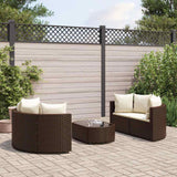 vidaXL 5-delige Loungeset met kussens poly rattan zwart