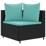vidaXL 5-delige Loungeset met kussens poly rattan zwart