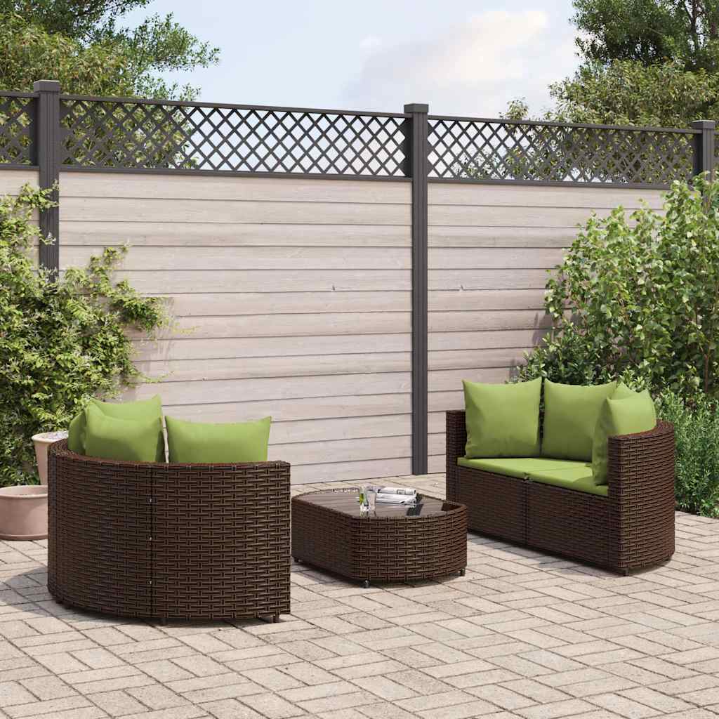 vidaXL 5-delige Loungeset met kussens poly rattan zwart