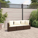 vidaXL 3-delige Loungeset met kussens poly rattan zwart