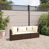 vidaXL 3-delige Loungeset met kussens poly rattan zwart